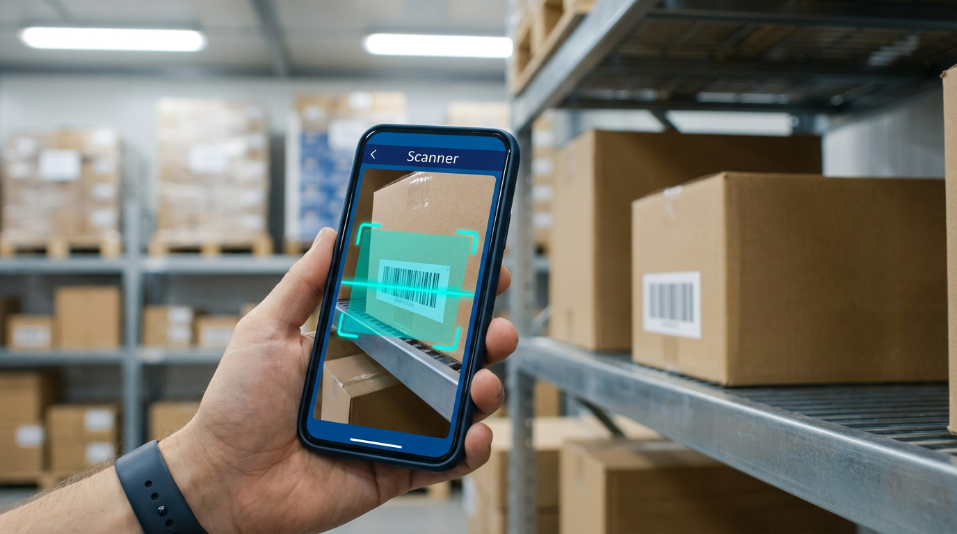 StockDog mobile barcode scanner interface for inventory management on smartphone
